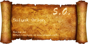 Sulyok Orion névjegykártya